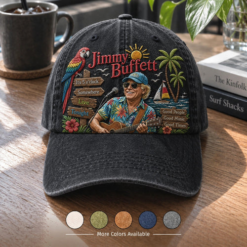 JBU Late Night Parrot Party Distressed Denim Cap