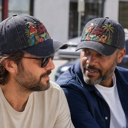 JBU Tropical Guitar Sunset Distressed Denim Cap