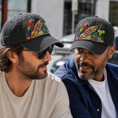 JBU Surfside Parrot Escape Distressed Denim Cap