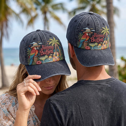 JBU Tropical Guitar Sunset Distressed Denim Cap