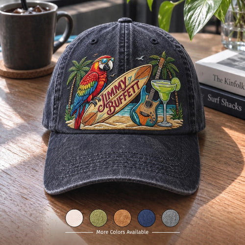 JBU Surfside Parrot Escape Distressed Denim Cap