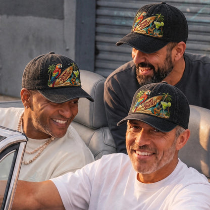 JBU Surfside Parrot Escape Distressed Denim Cap