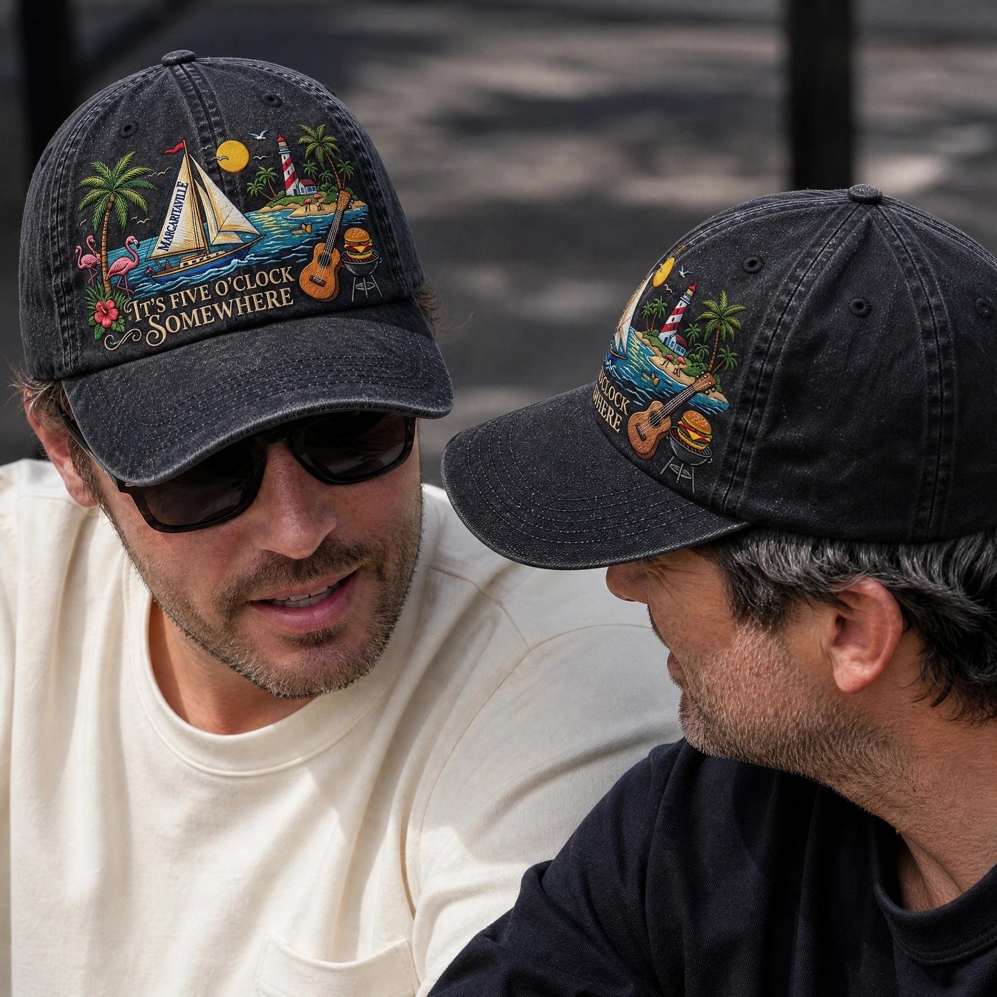 JBU Island Happy Hour Distressed Denim Cap