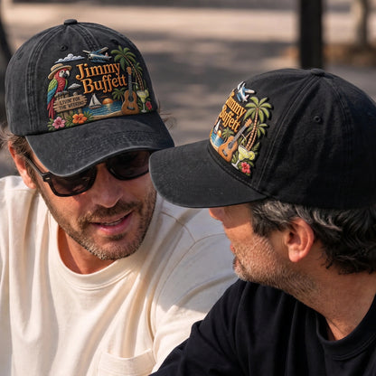 JBU Weekend Island Parrot Distressed Denim Cap