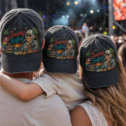 JBU Guitar Clockside Parrot Distressed Denim Cap