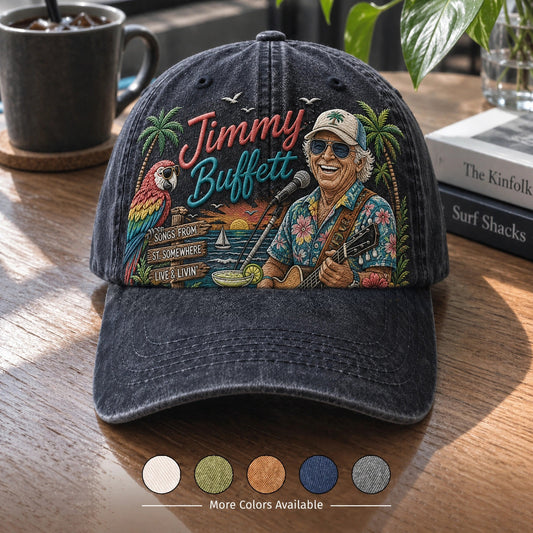 JBU Guitar Clockside Parrot Distressed Denim Cap