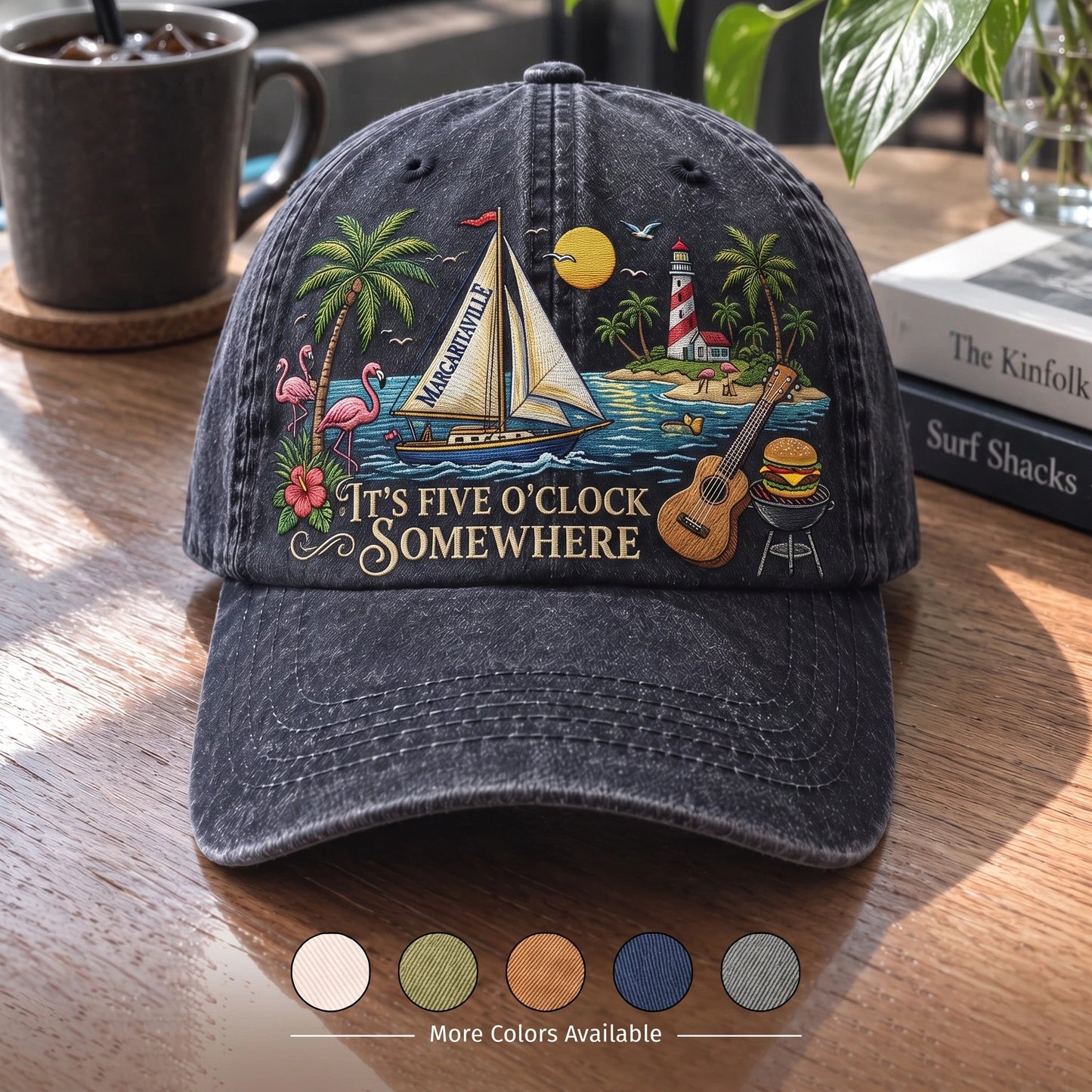 JBU Island Happy Hour Distressed Denim Cap