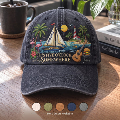 JBU Island Happy Hour Distressed Denim Cap