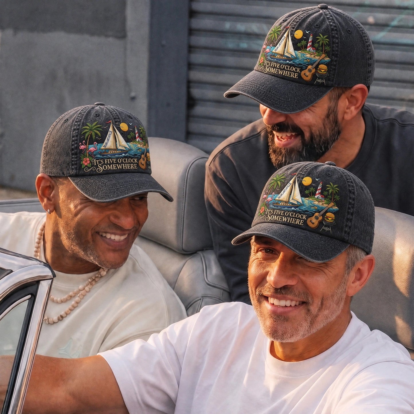 JBU Island Happy Hour Distressed Denim Cap