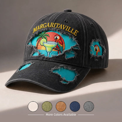 JBU Margarita Parrot Cheers Distressed Denim Cap
