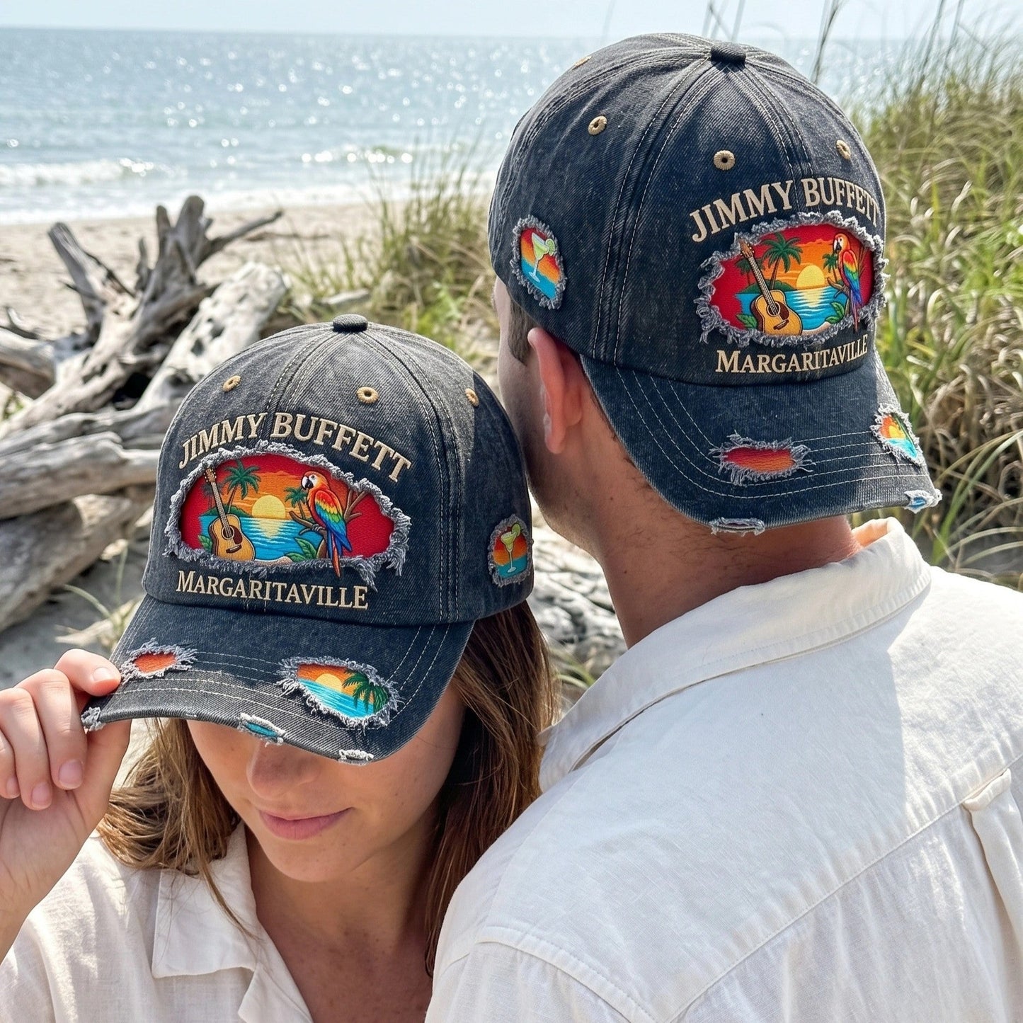 JBU Golden Guitar Paradise Distressed Denim Cap