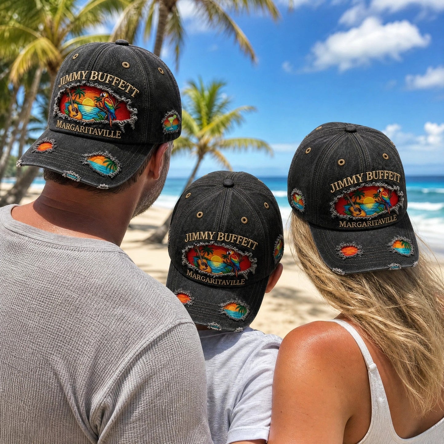 JBU Golden Guitar Paradise Distressed Denim Cap