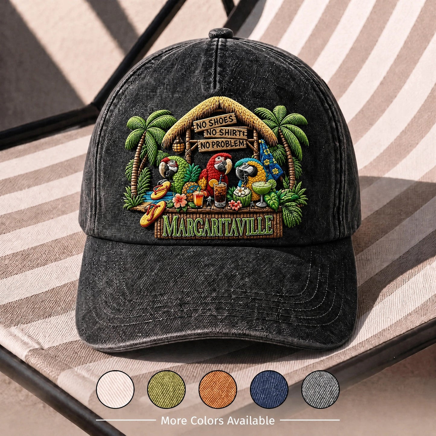 JBU Barefoot Margaritaville Escape Distressed Denim Cap