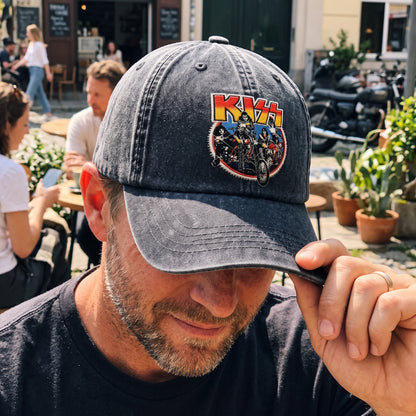KIS Motorcycle Band Denim Cap