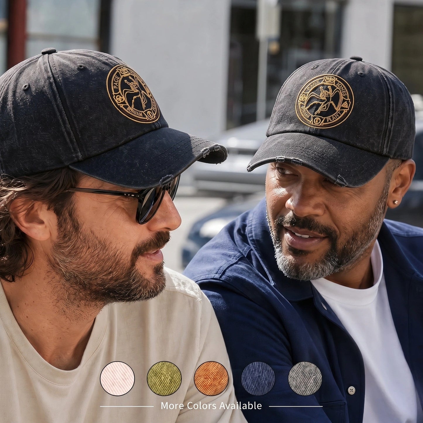 LZE Classic Rock Band Inspired Distressed Denim Cap