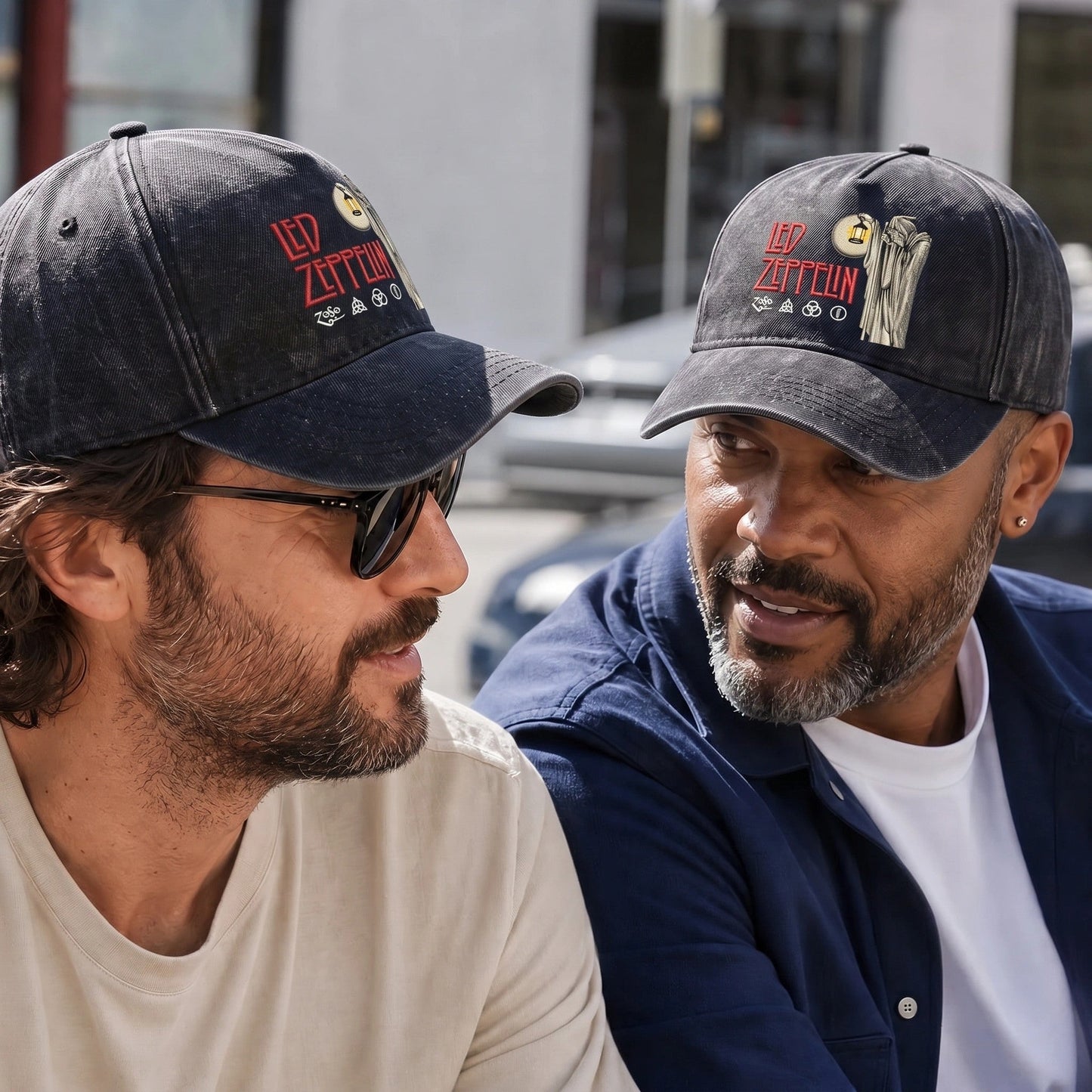 LZE Hermit Symbols Distressed Denim Cap
