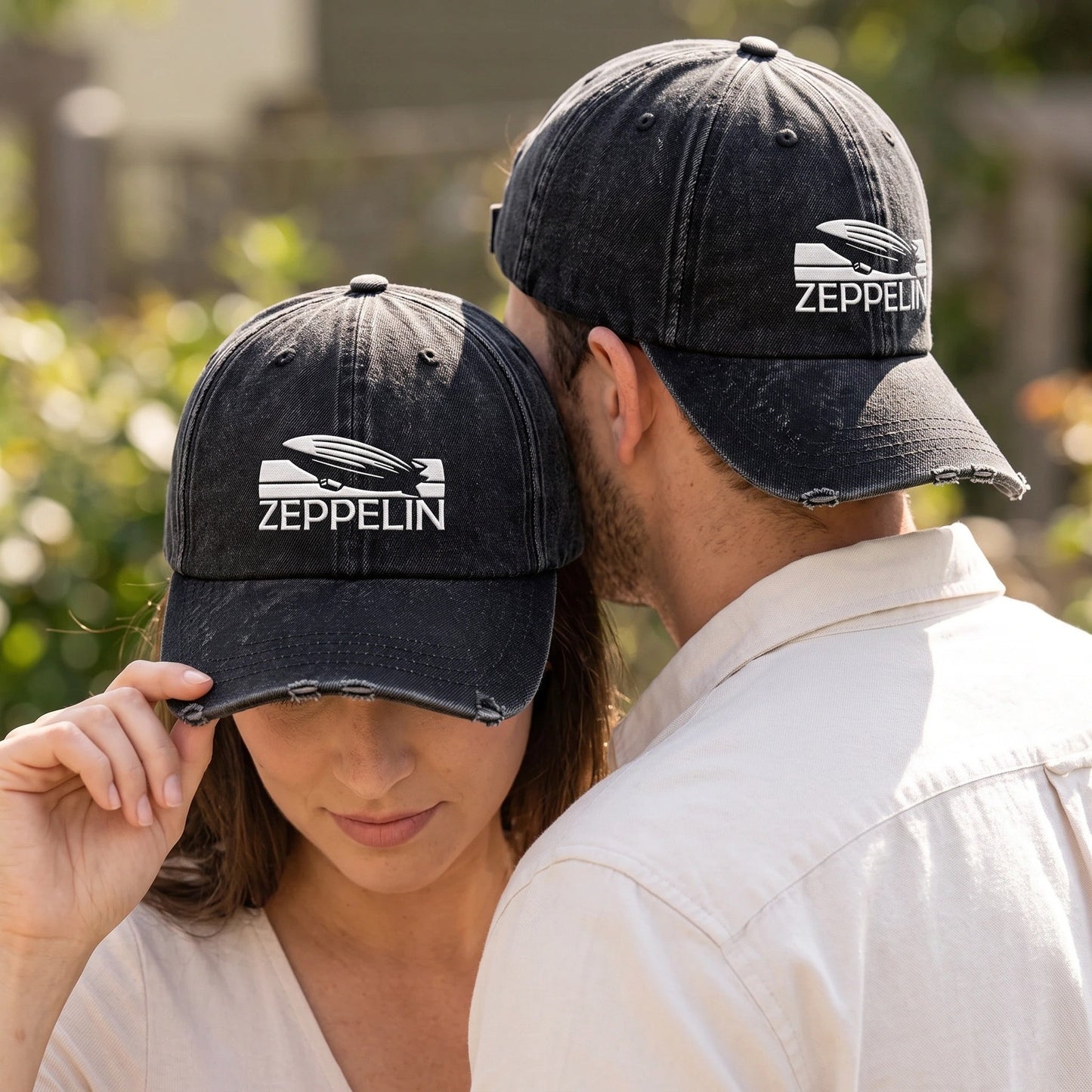 LZE Airship Logo Distressed Denim Cap