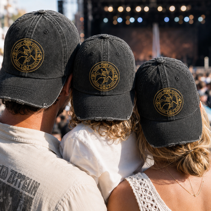 LZE Classic Rock Band Inspired Distressed Denim Cap