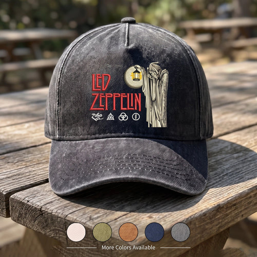 LZE Hermit Symbols Distressed Denim Cap