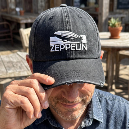 LZE Airship Logo Distressed Denim Cap