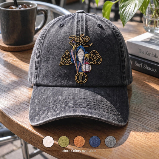 LZE Mystic Wizard Vintage Distressed Denim Cap