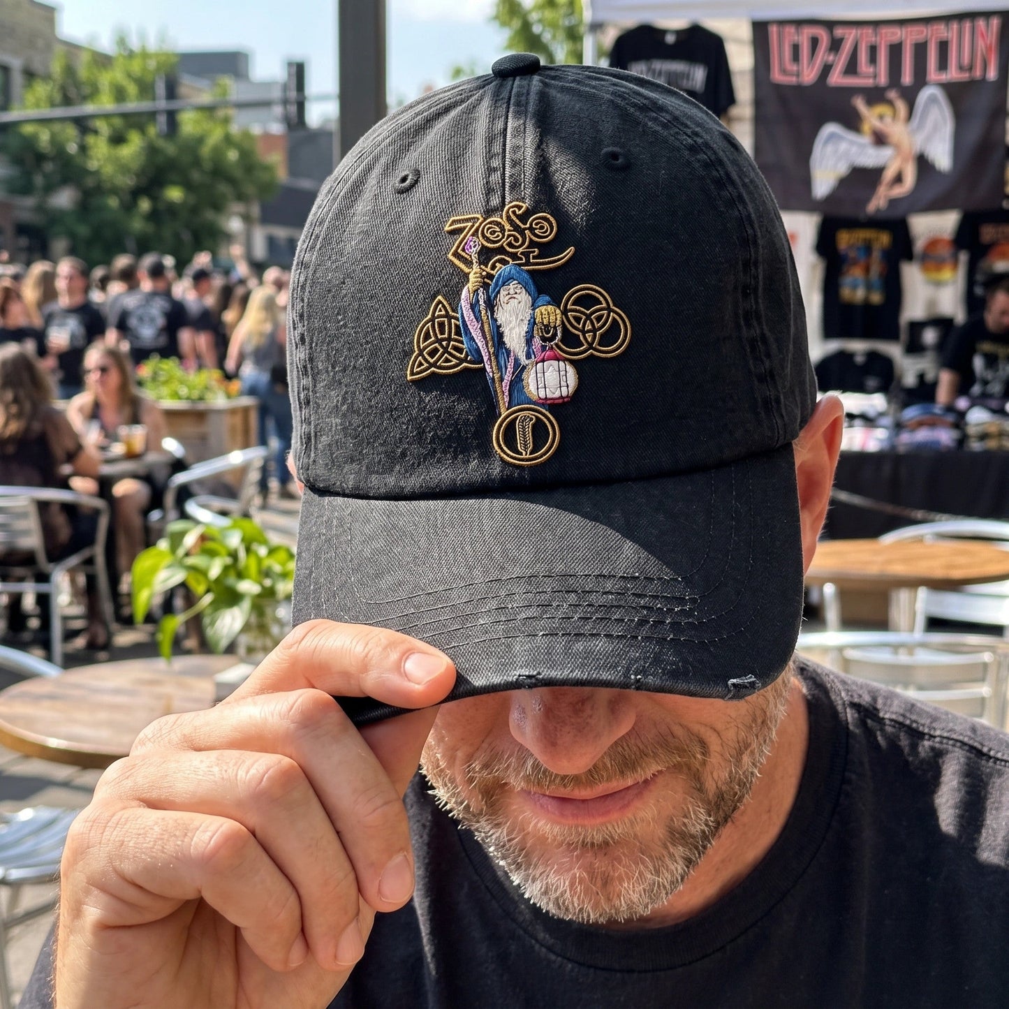 LZE Mystic Wizard Vintage Distressed Denim Cap