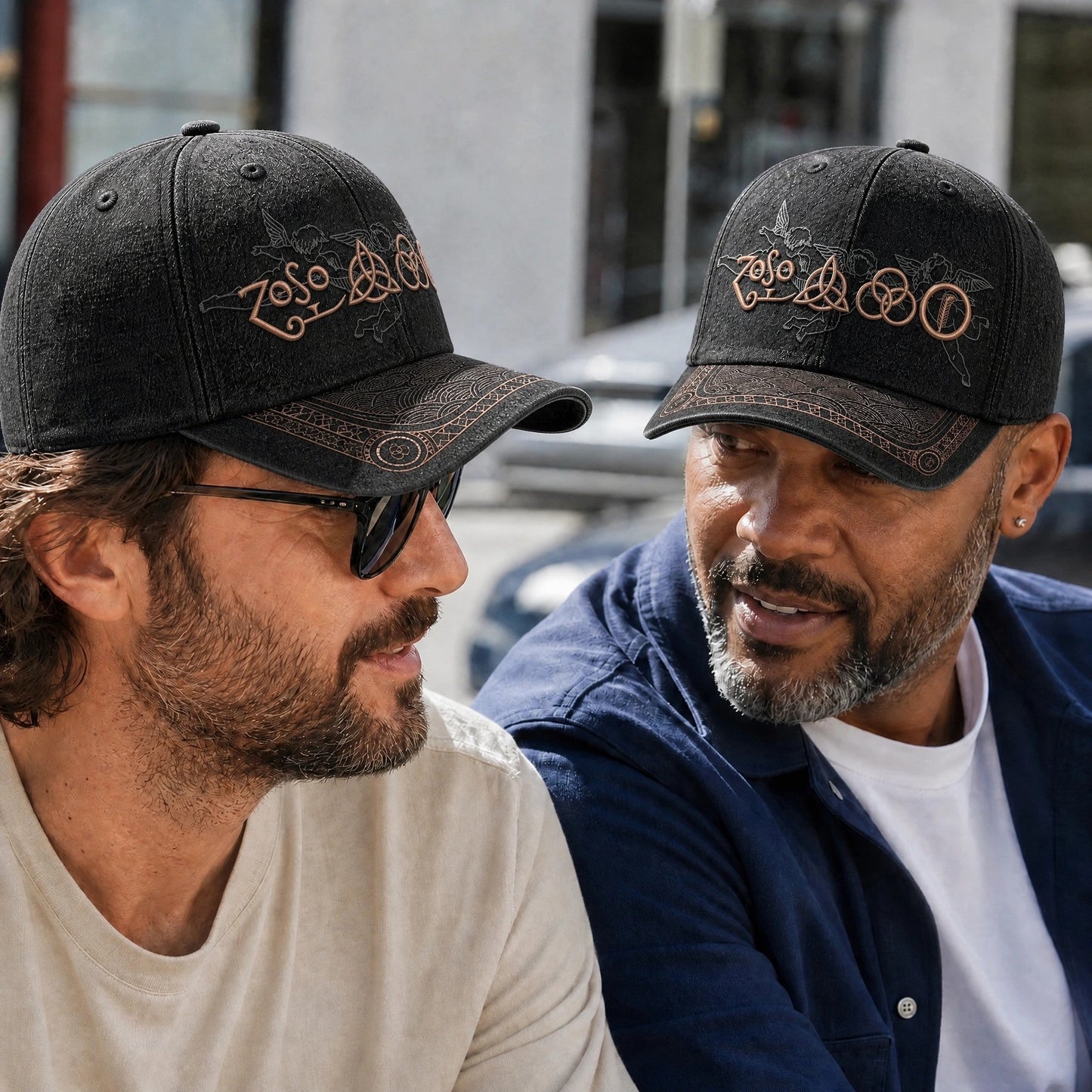 LZE Four Symbols Distressed Denim Cap