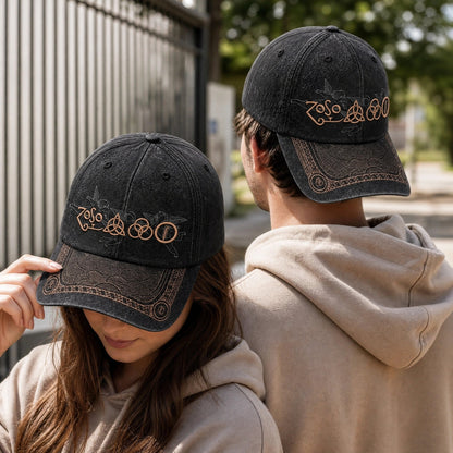 LZE Four Symbols Distressed Denim Cap