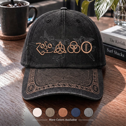 LZE Four Symbols Distressed Denim Cap