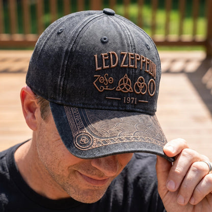 LZE 1971 Four Symbols Distressed Denim Cap