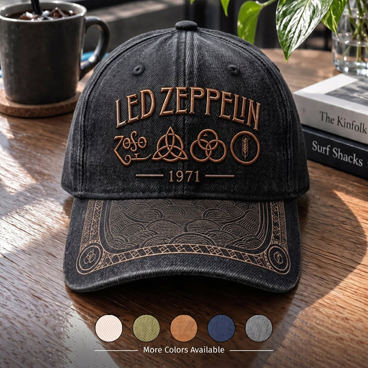 LZE 1971 Four Symbols Distressed Denim Cap