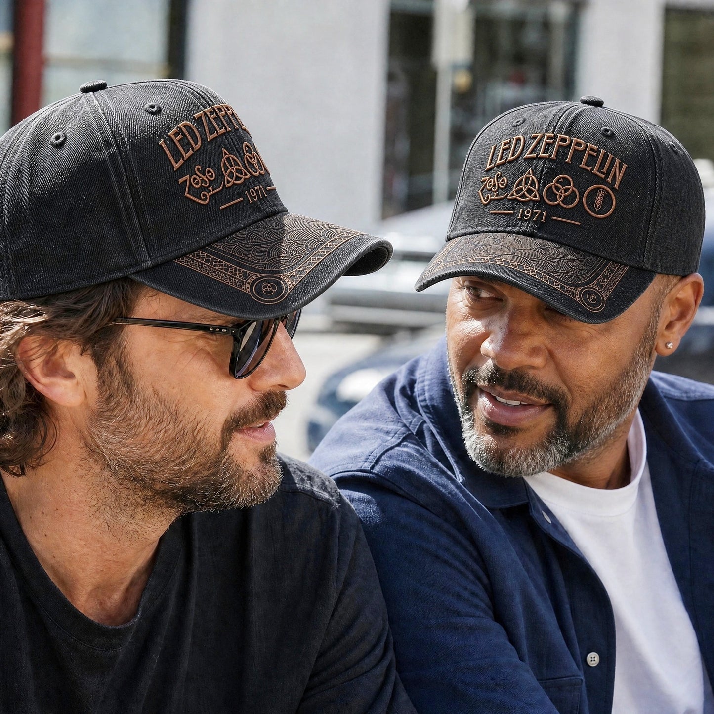 LZE 1971 Four Symbols Distressed Denim Cap