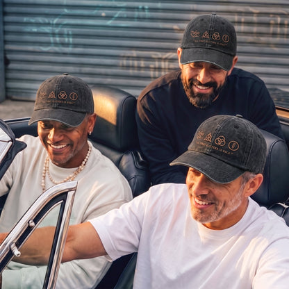 LZE All That Glitters Is Gold Symbols Distressed Denim Cap