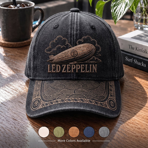 LZE Airship Clouds Distressed Denim Cap