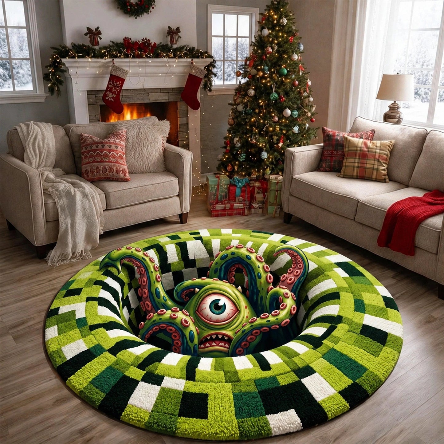 BEE Sandworm Illusion Round Area Rug