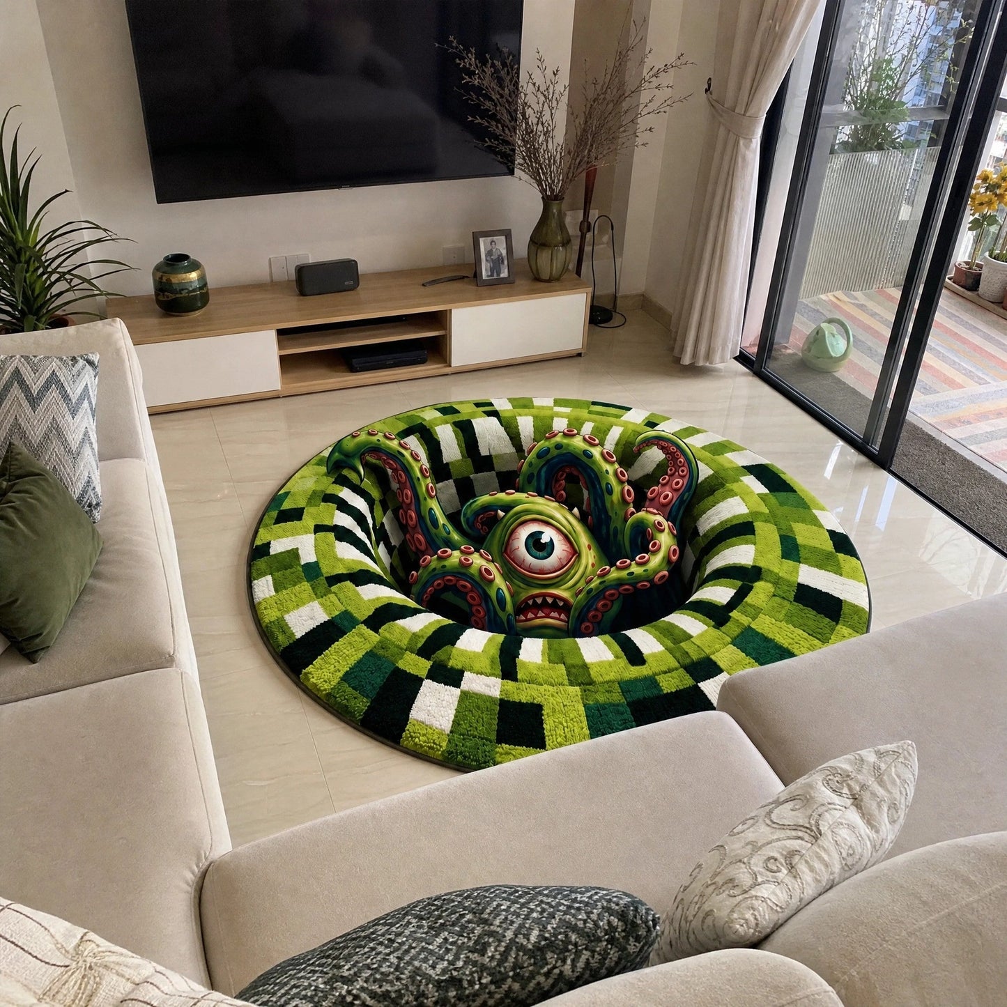 BEE Sandworm Illusion Round Area Rug