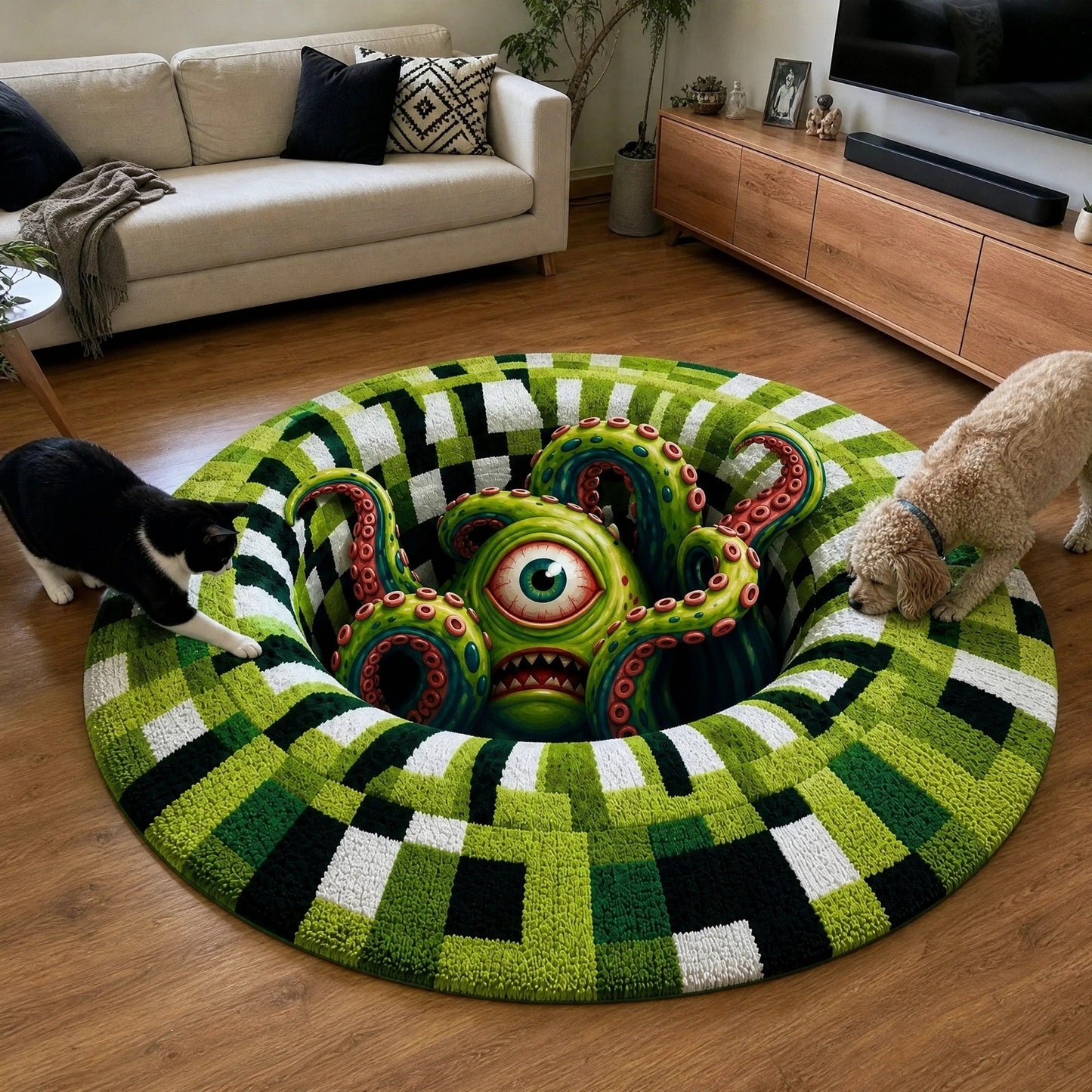 BEE Sandworm Illusion Round Area Rug