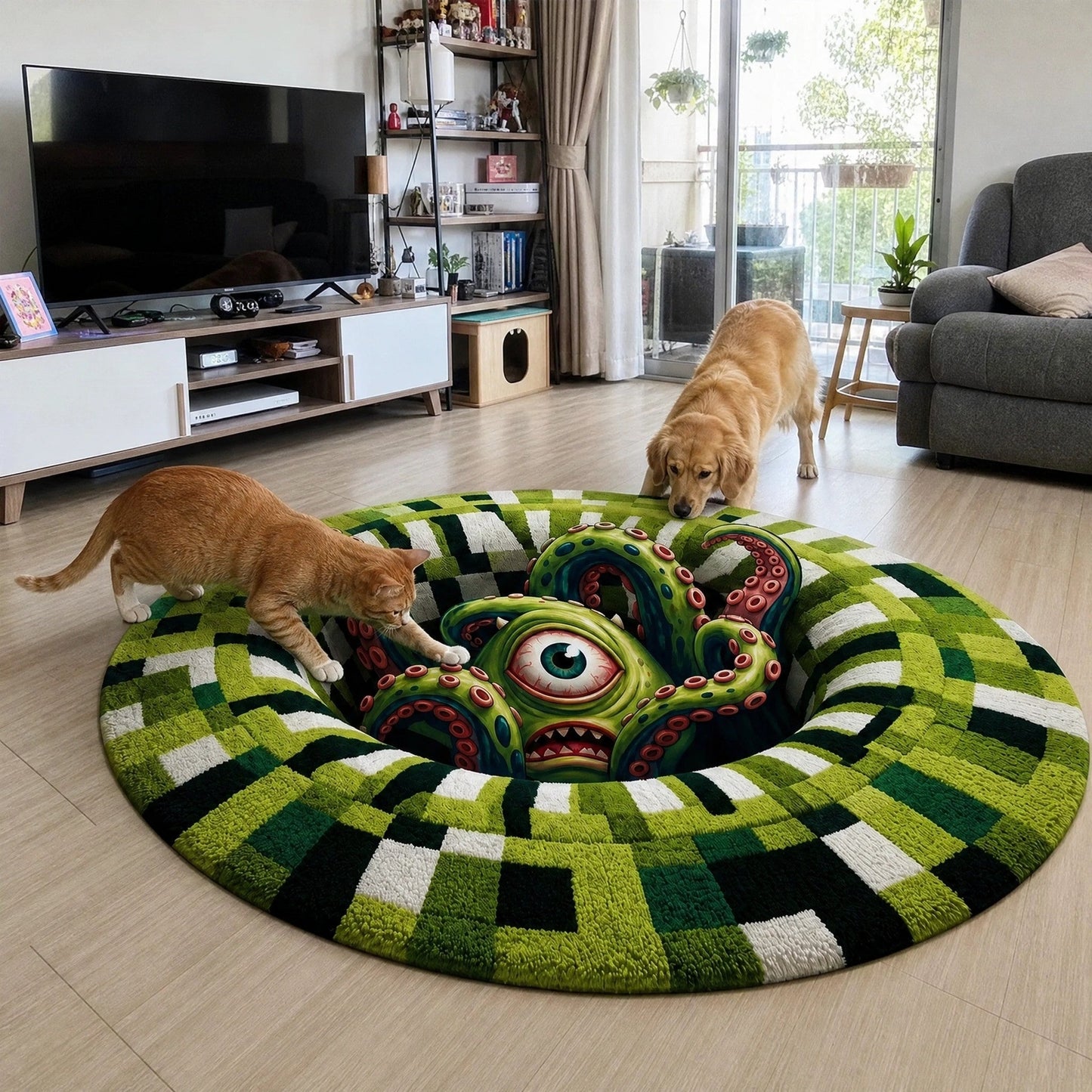 BEE Sandworm Illusion Round Area Rug