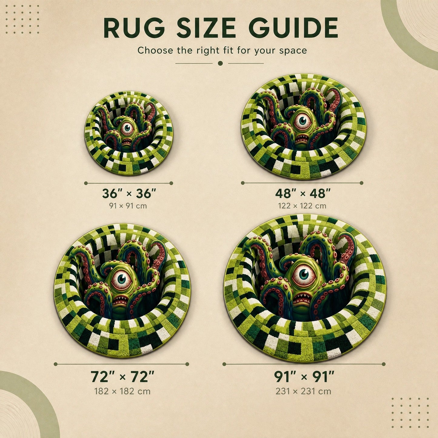 BEE Sandworm Illusion Round Area Rug