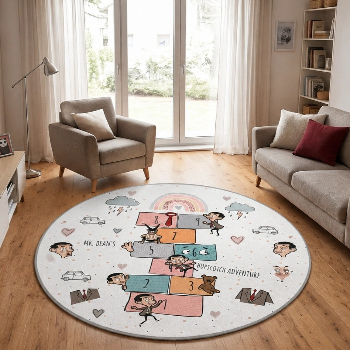 MBE Hopscotch Adventure Round Area Rug