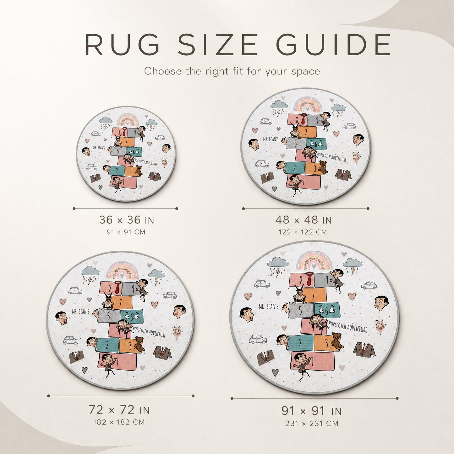 MBE Hopscotch Adventure Round Area Rug