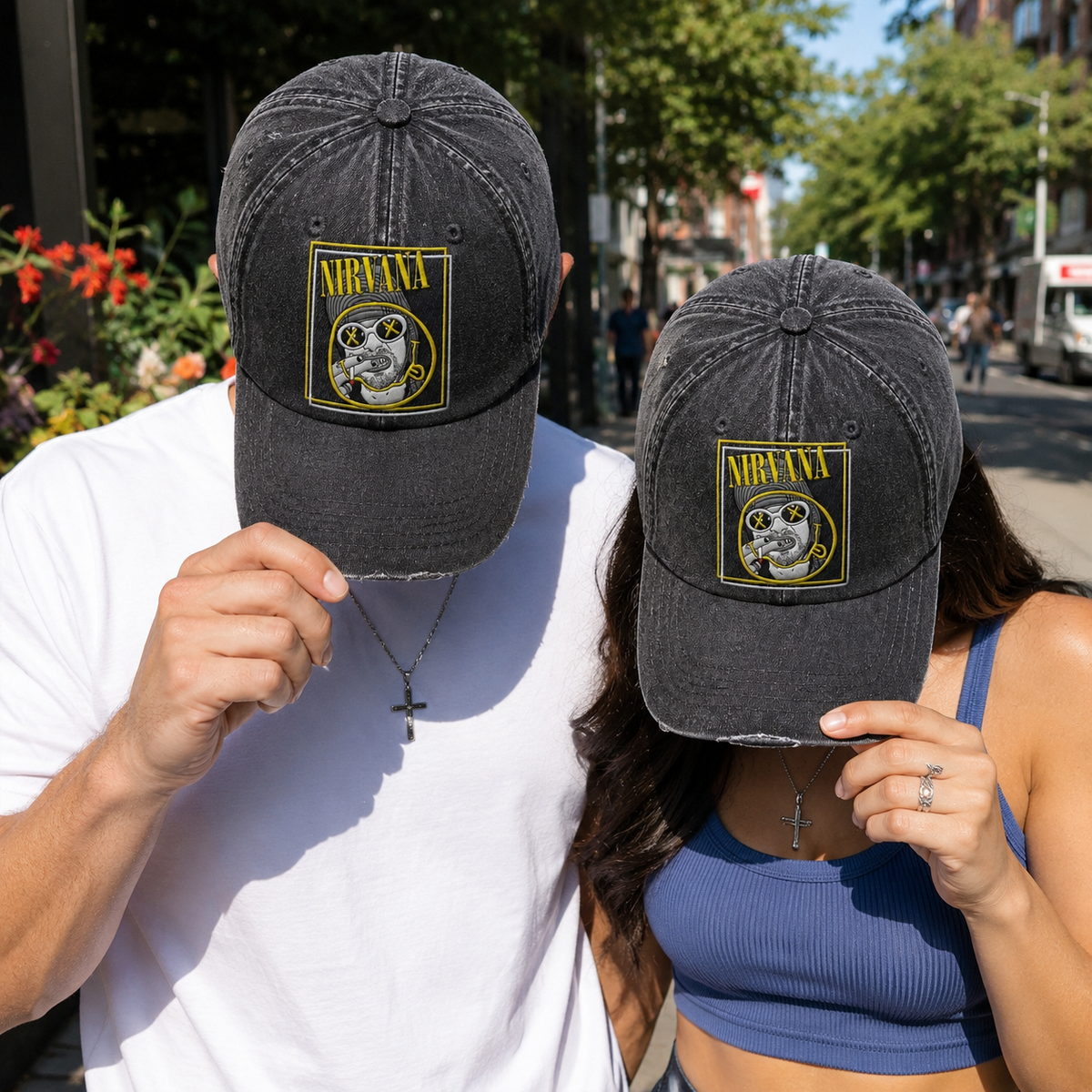 NIR Smiley Portrait Denim Cap