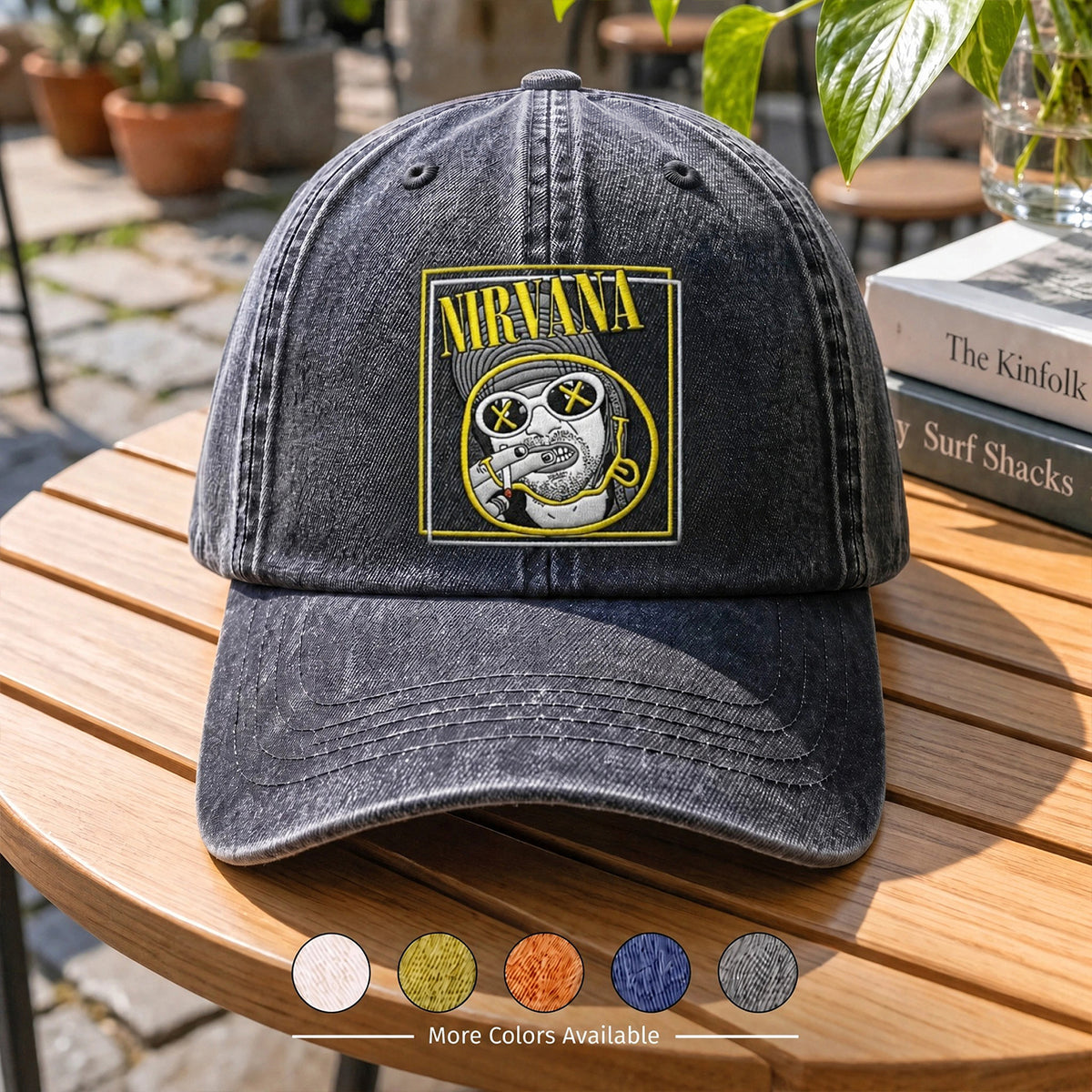 NIR Smiley Portrait Denim Cap