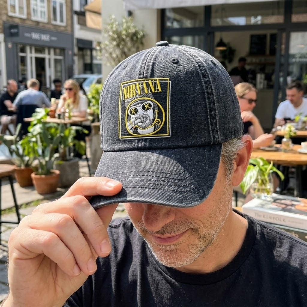 NIR Smiley Portrait Denim Cap