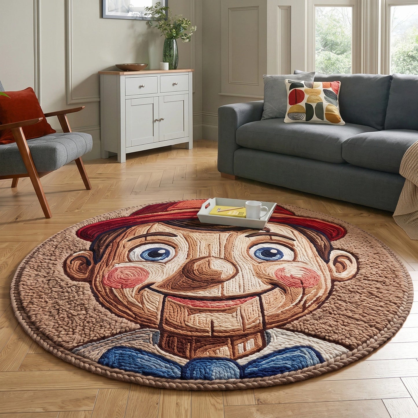 WOO Smiling Cowboy Round Area Rug