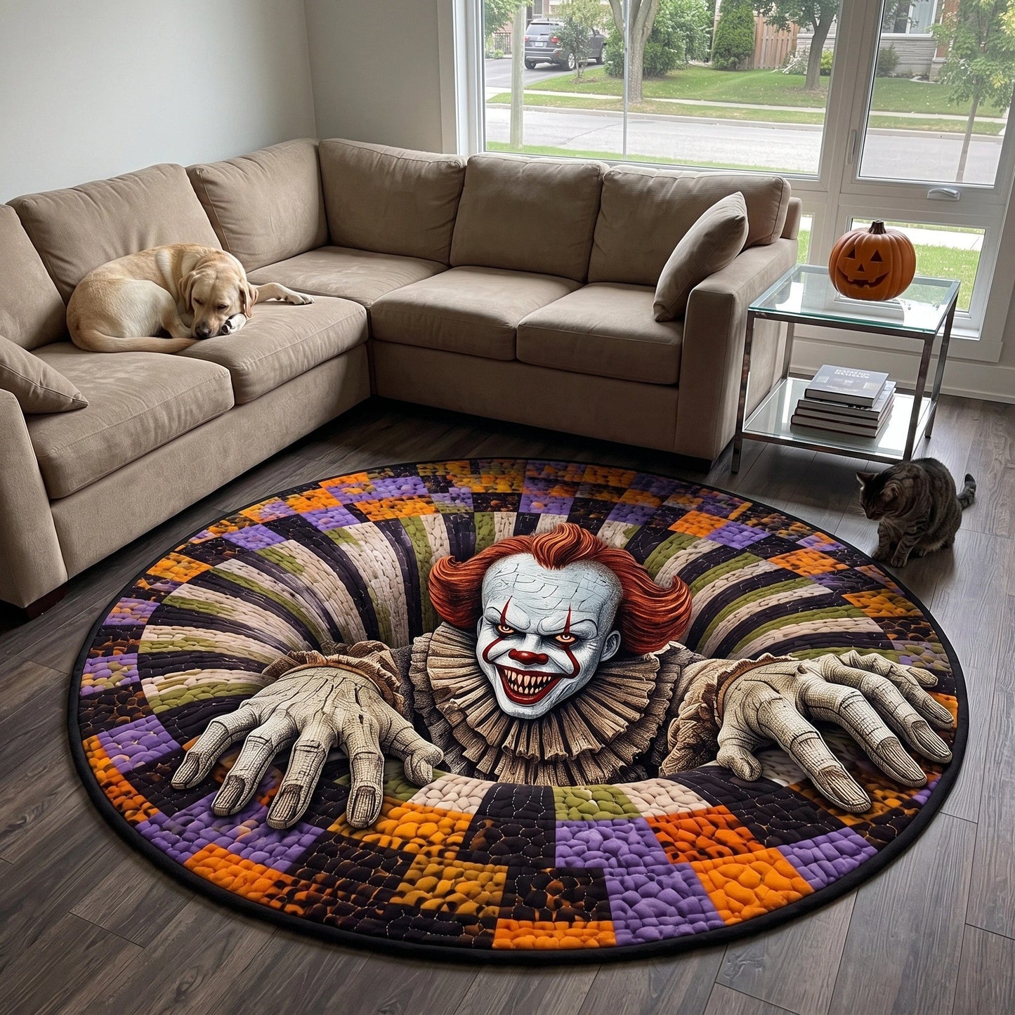 PEN Horror Clown Round Area Rug