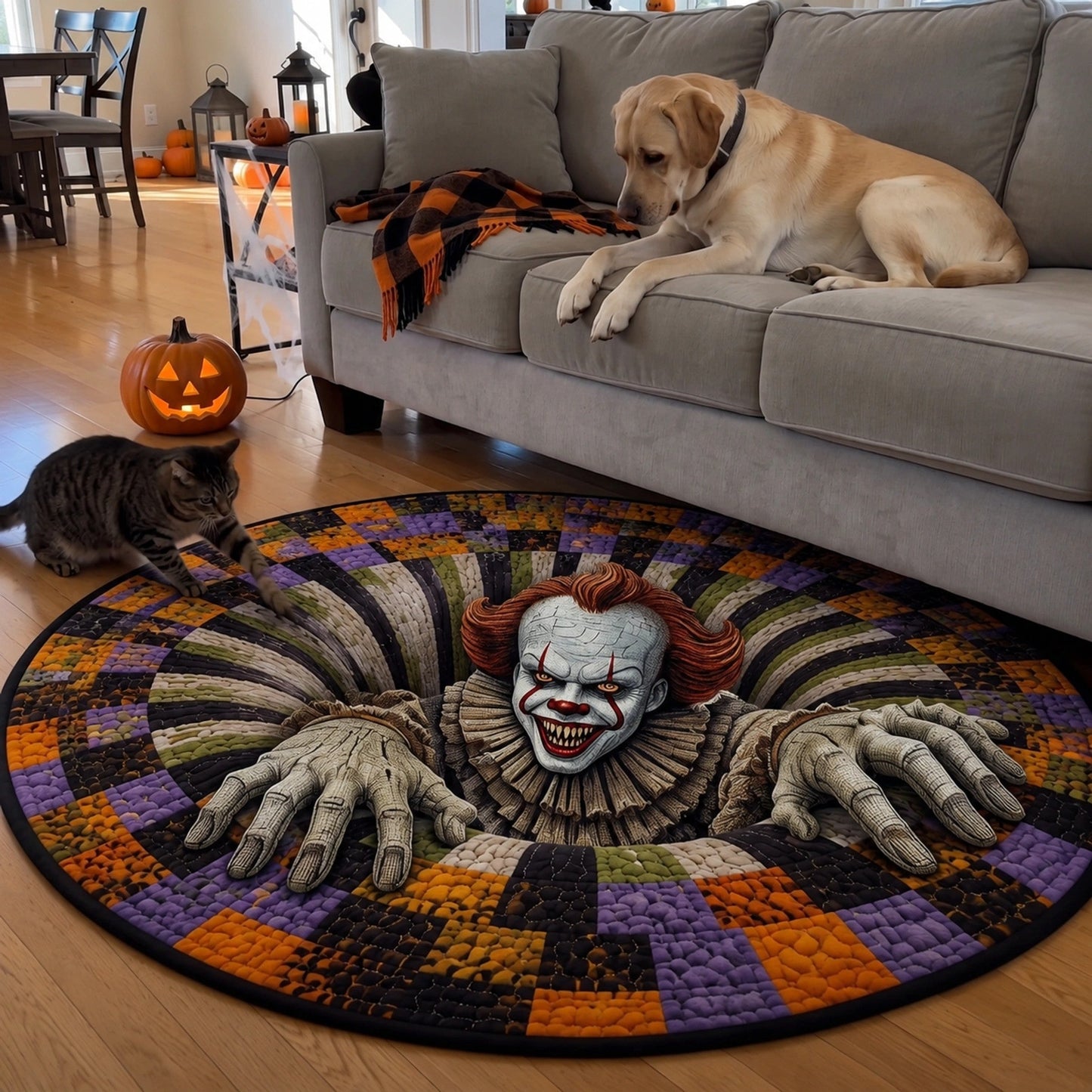 PEN Horror Clown Round Area Rug