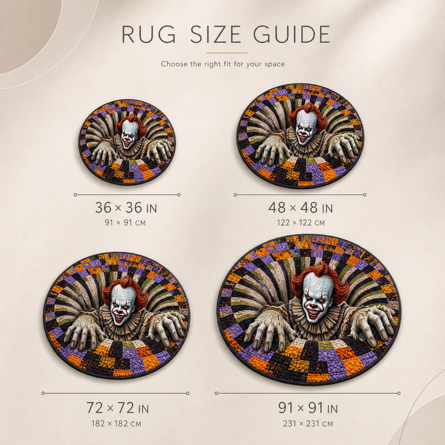 PEN Horror Clown Round Area Rug