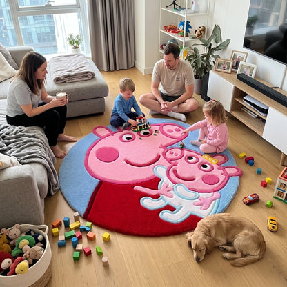 PPI George Pig Kids Round Area Rug