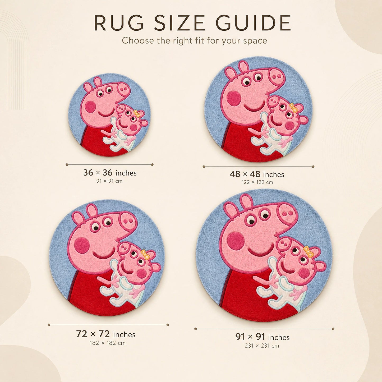 PPI George Pig Kids Round Area Rug